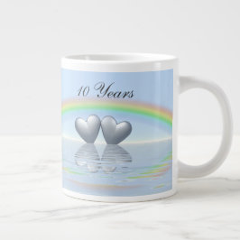 Caneca De Café Grande 10º Aniversário Tin Hearts