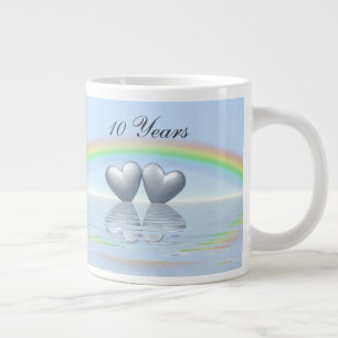 Caneca De Café Grande 10º Aniversário Tin Hearts