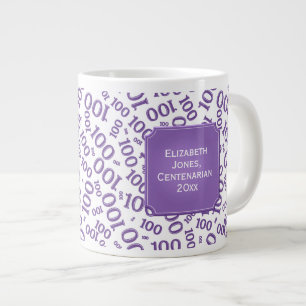 Caneca De Café Grande 100º Aniversário Padrão Roxo Roxo