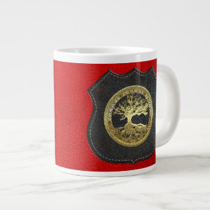 Caneca De Café Grande [104] Árvore de Vida Celta do Ouro [3D]