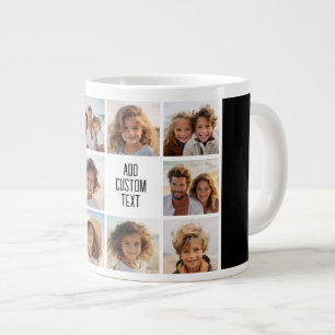 Caneca De Café Grande 11 Colagem de Fotos - Moderno Minimalista Branco e