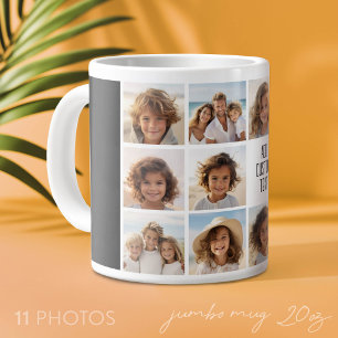 Caneca De Café Grande 11 Colagem de Fotos - Moderno Minimalista Branco e