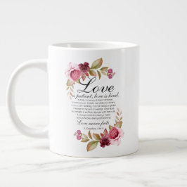 Caneca De Café Grande 1 Corinthians 13:4-8 O amor é a Bíblia Floral do D