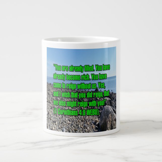 Caneca De Café Grande 1 Coríntios 4:8 WEBU Mug (Frente)
