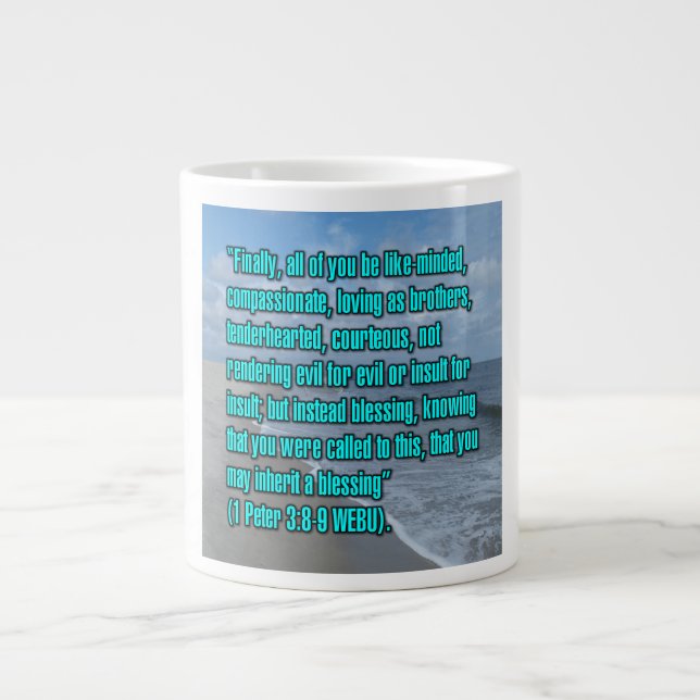 Caneca De Café Grande 1 Pedro 3:8-9 WEBU Mug (Frente)