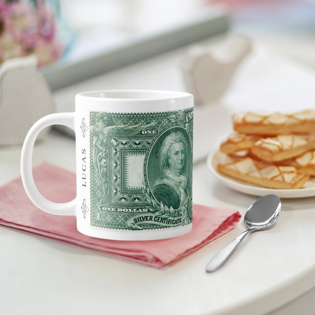 Caneca De Café Grande $1 Silver Certificate Mug - Nota Verde 1896 - Sua (Criador carregado)