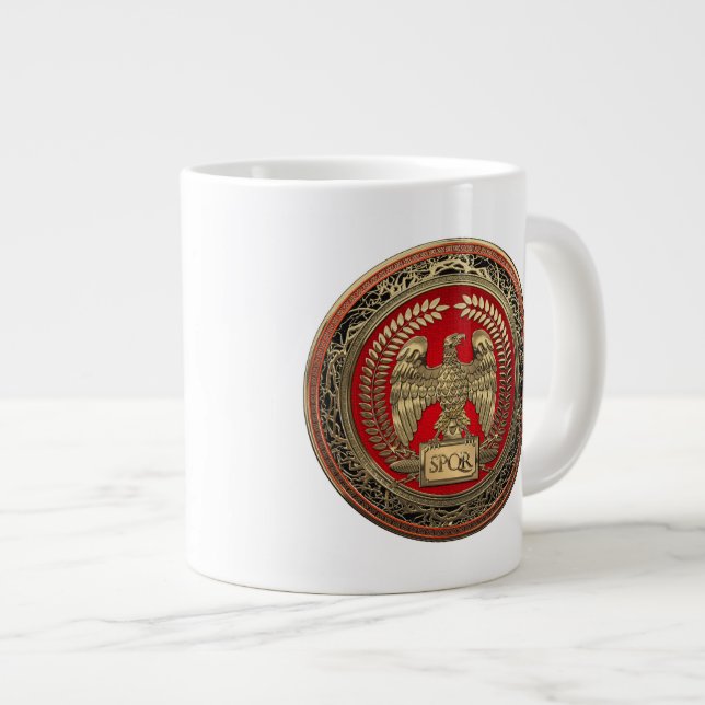 Caneca De Café Grande [200] Águia Imperial Romana Dourada (Frente Esquerda)
