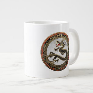 Caneca De Café Grande [200] Dragão Oriental Dourado e negro