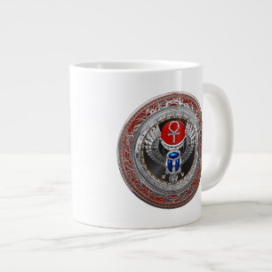 Caneca De Café Grande [200] Sagrada Prata Egípcia Ala Scarab & Ankh