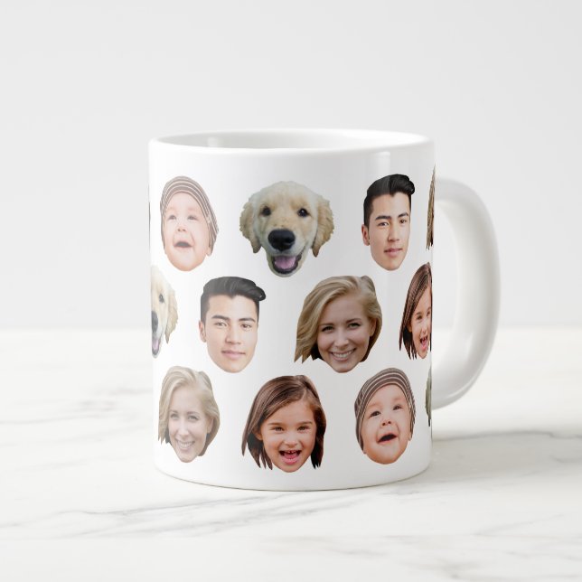 Caneca De Café Grande 20 Oz Jumbo Family Face 5 Photos Specialty (Frente Esquerda)