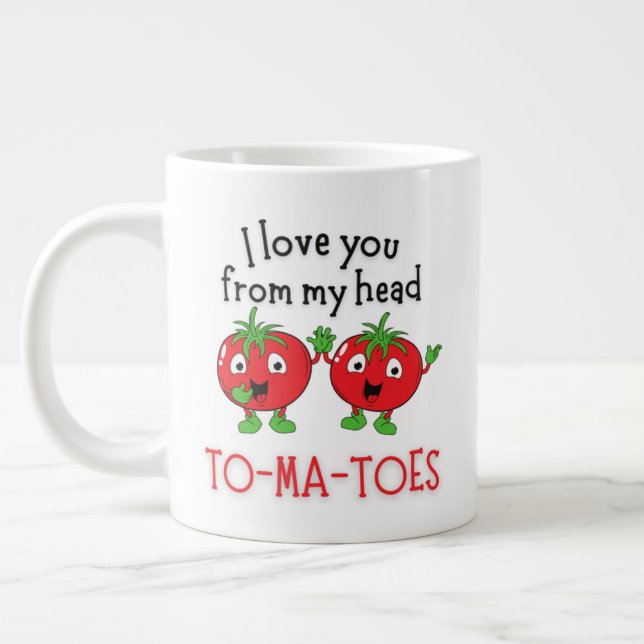 Caneca De Café Grande 20oz From My Head TOMATOES mug (Esquerda)