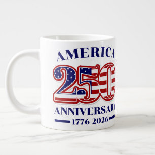 Caneca De Café Grande 250º Aniversário EUA Patriótico   1776–2026
