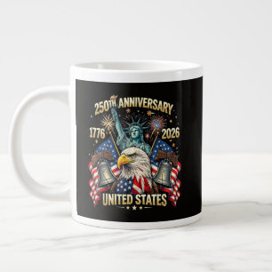 Caneca De Café Grande 250 Anos de Aniversário Americano 1776-2026 Bandei