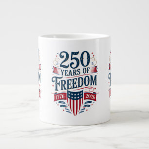 Caneca De Café Grande 250 Anos de Liberdade 1776 2026 4 de Julho 250º An