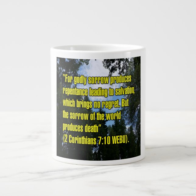 Caneca De Café Grande 2 Corinthians 7:10 WEBU Mug (Frente)