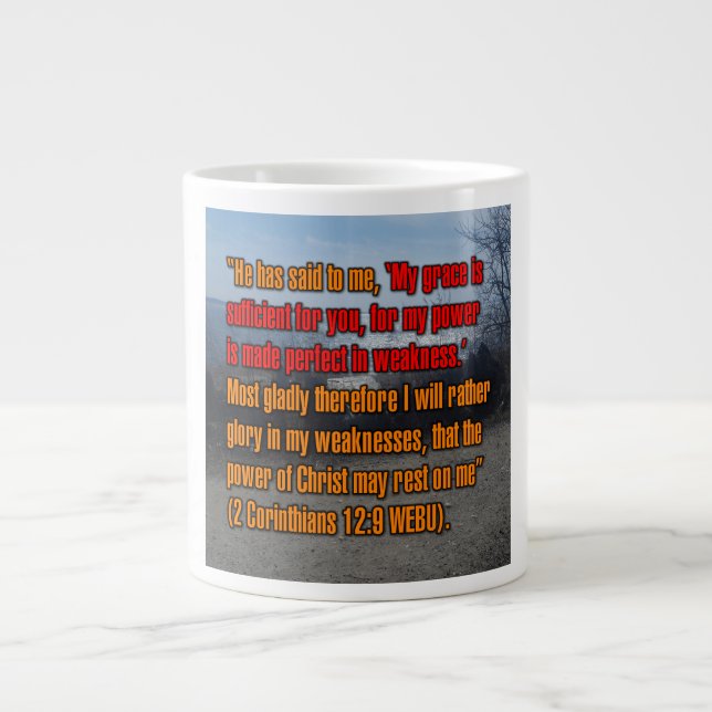 Caneca De Café Grande 2 Coríntios 12:9 WEBU Mug (Frente)