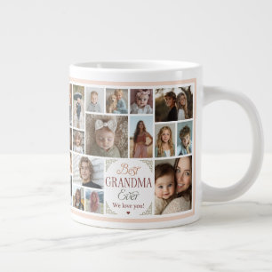 Caneca De Café Grande 33 Colagem Fotográfica Melhor Vovó Nunca