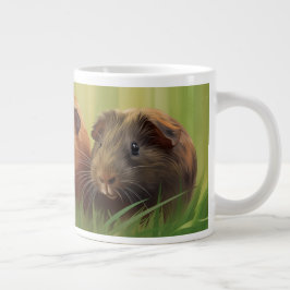 Caneca De Café Grande 3 Suínos guineenses na grama