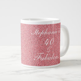 Caneca De Café Grande 40 E Fabulosa Rosa Rosa De Aniversário