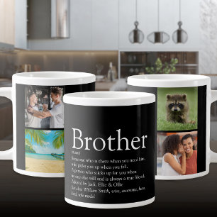 Caneca De Café Grande 4 Colagem de Fotos Legal Melhor Irmão Definição