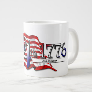 Caneca De Café Grande 4 de julho de 1776 Estrelas e Stripes