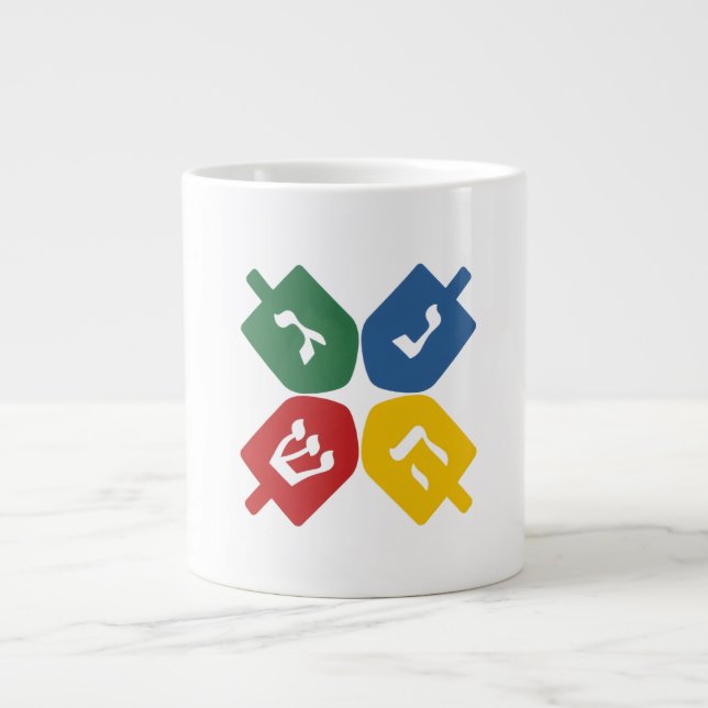 Caneca De Café Grande 4 dreidels (Frente)