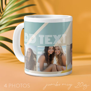 Caneca De Café Grande 4 Foto Padrão de listras retrô nome funky