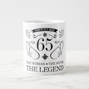 Caneca De Café Grande 65.º aniversário para mulheres