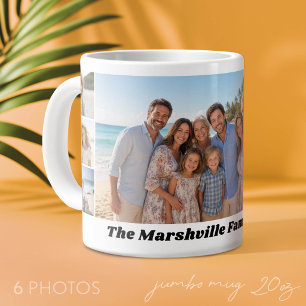 Caneca De Café Grande 6 Colagem de Fotos com fundo branco
