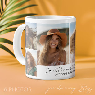 Caneca De Café Grande 6 Colagem de Fotos - Grade Mínima Moderna com Rote