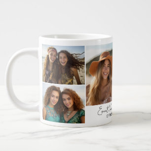 Caneca De Café Grande 6 Colagem de Fotos - Grade Mínima Moderna com Rote