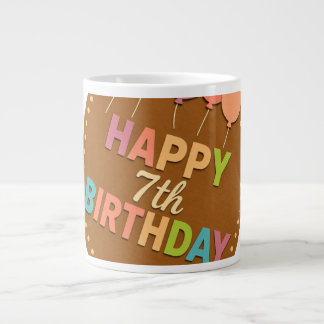 Caneca De Café Grande 7º feliz aniversário