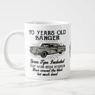 Caneca De Café Grande 70 de Aniversário Engraçado Carro-Retro Banger Dat