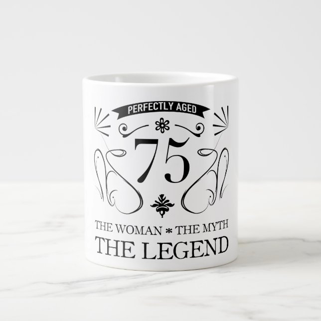 Caneca De Café Grande 75.º aniversário para as mulheres (Frente)