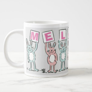 Caneca De Café Grande 7 Letra Name com Rabbits