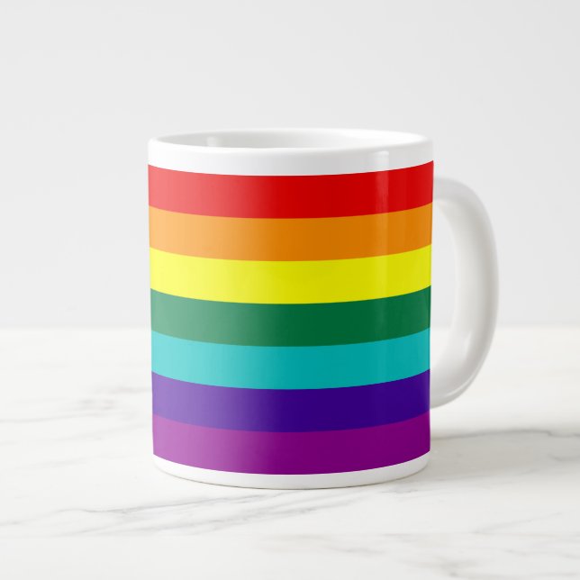 Caneca De Café Grande 7 Stripes Orgulho gay Sinalizador Jumbo Mug (Frente Esquerda)