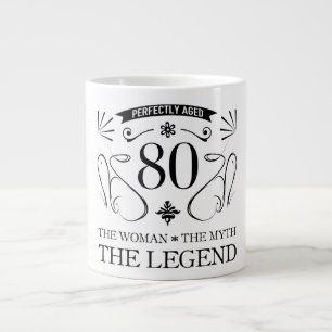 Caneca De Café Grande 80 Aniversário Para Mulheres