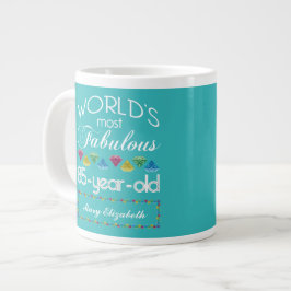 Caneca De Café Grande 85.º aniversário Turquesa de Gem Colorida Mais Fab