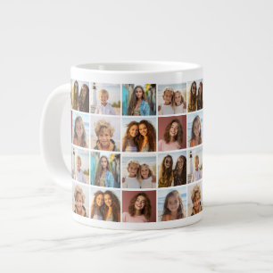 Caneca De Café Grande 8 Padrão de Colagem de Fotos - Grade de Padrão - B