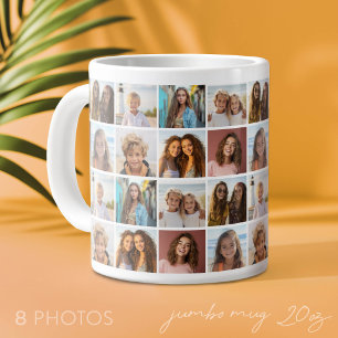 Caneca De Café Grande 8 Padrão de Colagem de Fotos - Grade de Padrão - B