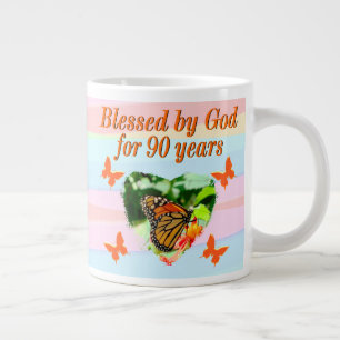 CANECA DE CAFÉ GRANDE 90 DE ANIVERSÁRIO ADORÁVEL DE BORRACHA REZA MUG