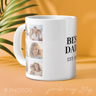 Caneca De Café Grande 9 Colagem de Fotos com Melhor Dada e Ano