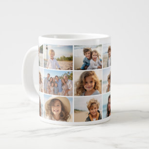 Caneca De Café Grande 9 Colagem de Fotos - Mesmas Fotos em Ambos os Lado