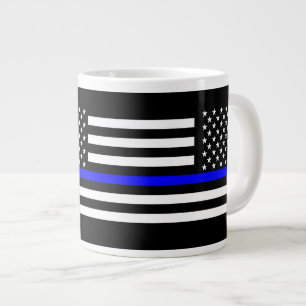 Caneca De Café Grande A bandeira fina azul, preta e branca, dos EUA