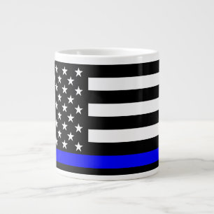 Caneca De Café Grande A bandeira fina azul, preta e branca, dos EUA