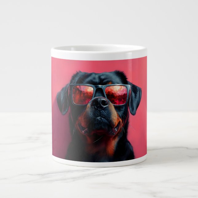 Caneca De Café Grande A cool rottweiler with sunglasses (Frente)
