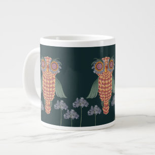 Caneca De Café Grande A Coruja da sabedoria e das flores