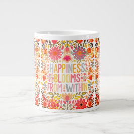 Caneca De Café Grande A Felicidade Floresce Por Dentro