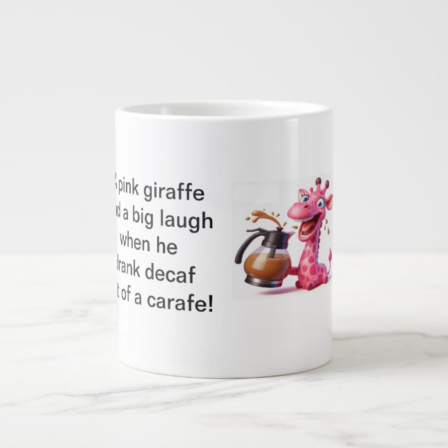 Caneca De Café Grande A girafa rosa (Frente)