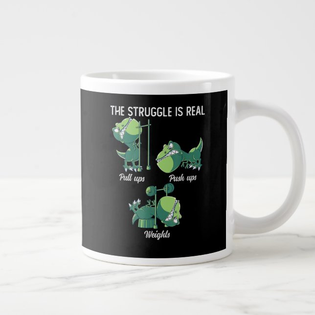 Caneca De Café Grande A Luta é Real Dinossauro Engraçado T-Rex Ginásio (Direita)